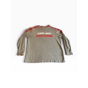 Y2K Can-Am Motorcycle Mens XL Long Sleeve Racing Stripes T-Shirt BRP Gray 2000s